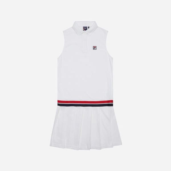 Fila Šaty Damske Biele - Line Pleated Vypredaj - Slovakia 09431-TGKN